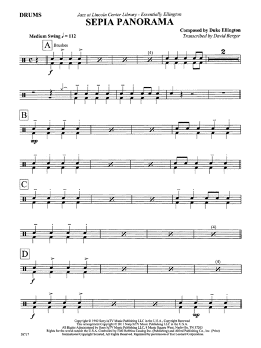 Sepia Panorama: Drums Jazz Ensemble scores gallery preview page 1