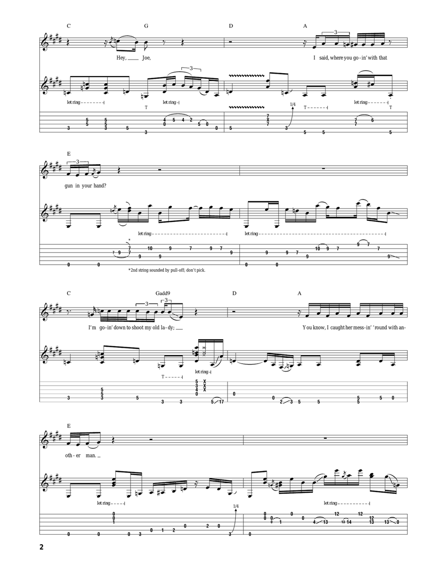 Hey Joe Hey Joe Guitar Tablature scores gallery preview page 2