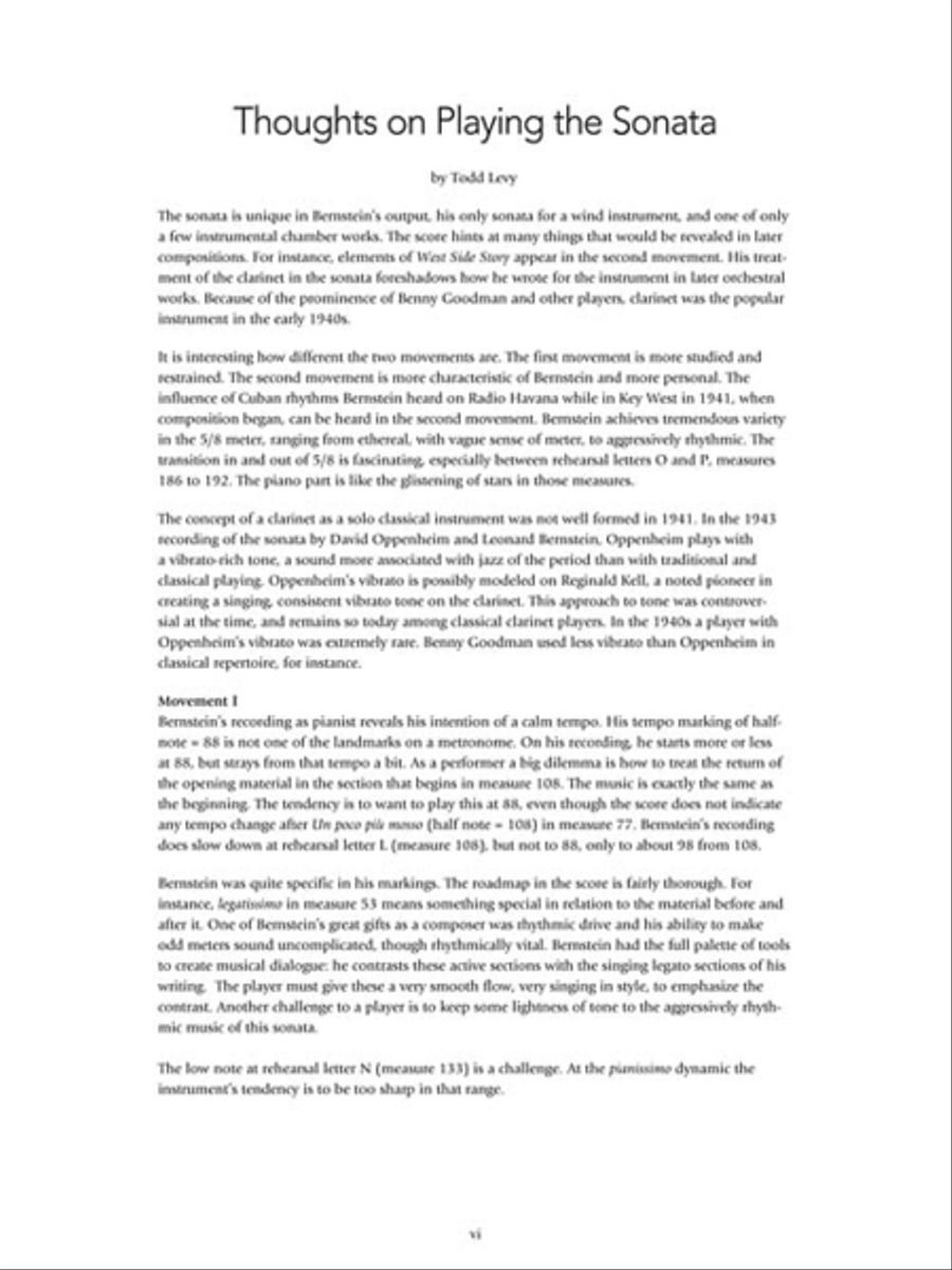 Sonata for Clarinet and Piano Clarinet Solo scores gallery preview page 6