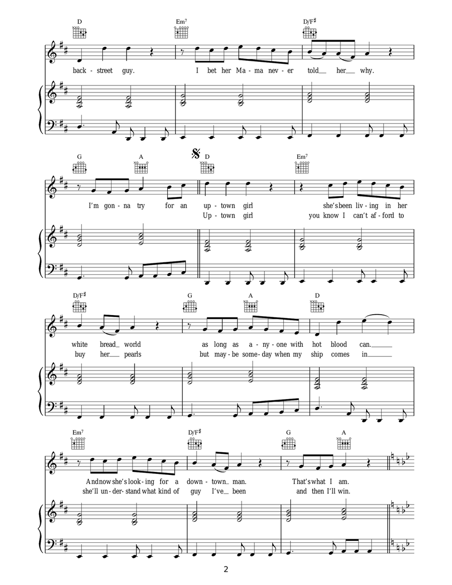 Uptown Girl Uptown Girl Acoustic Guitar scores gallery preview page 2