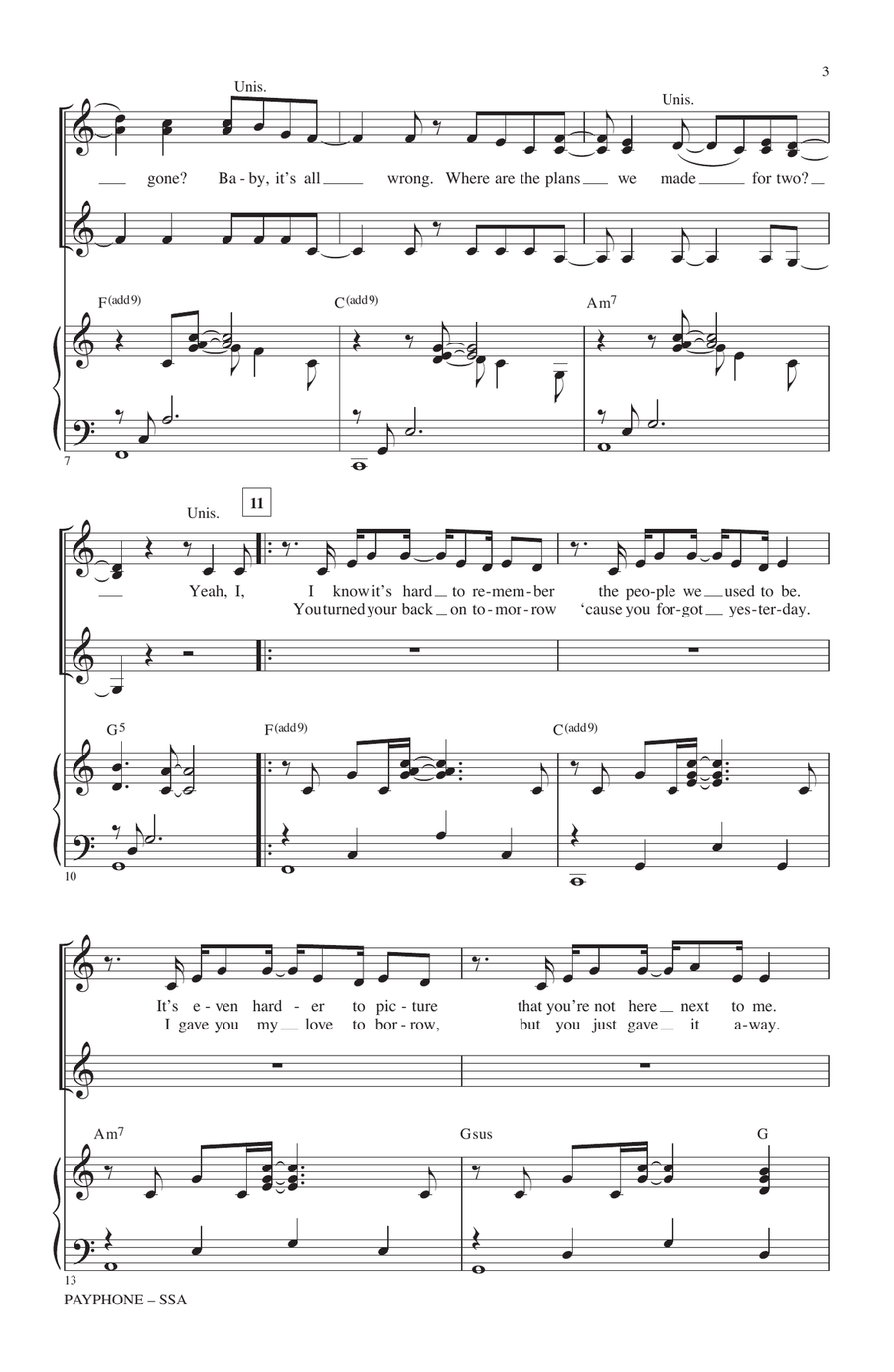 Payphone (arr. Mark Brymer) SSA scores gallery preview page 2