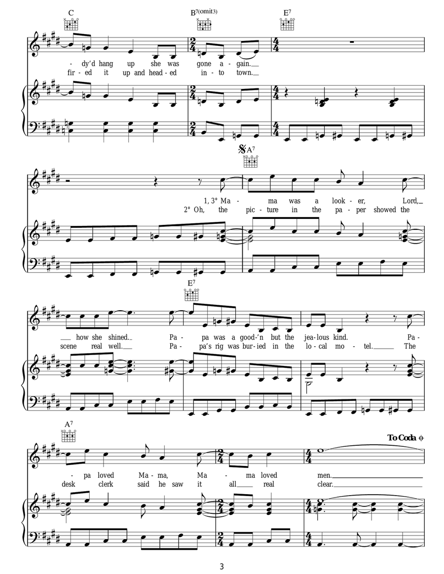 Papa Loved Mama Papa Loved Mama Guitar scores gallery preview page 3