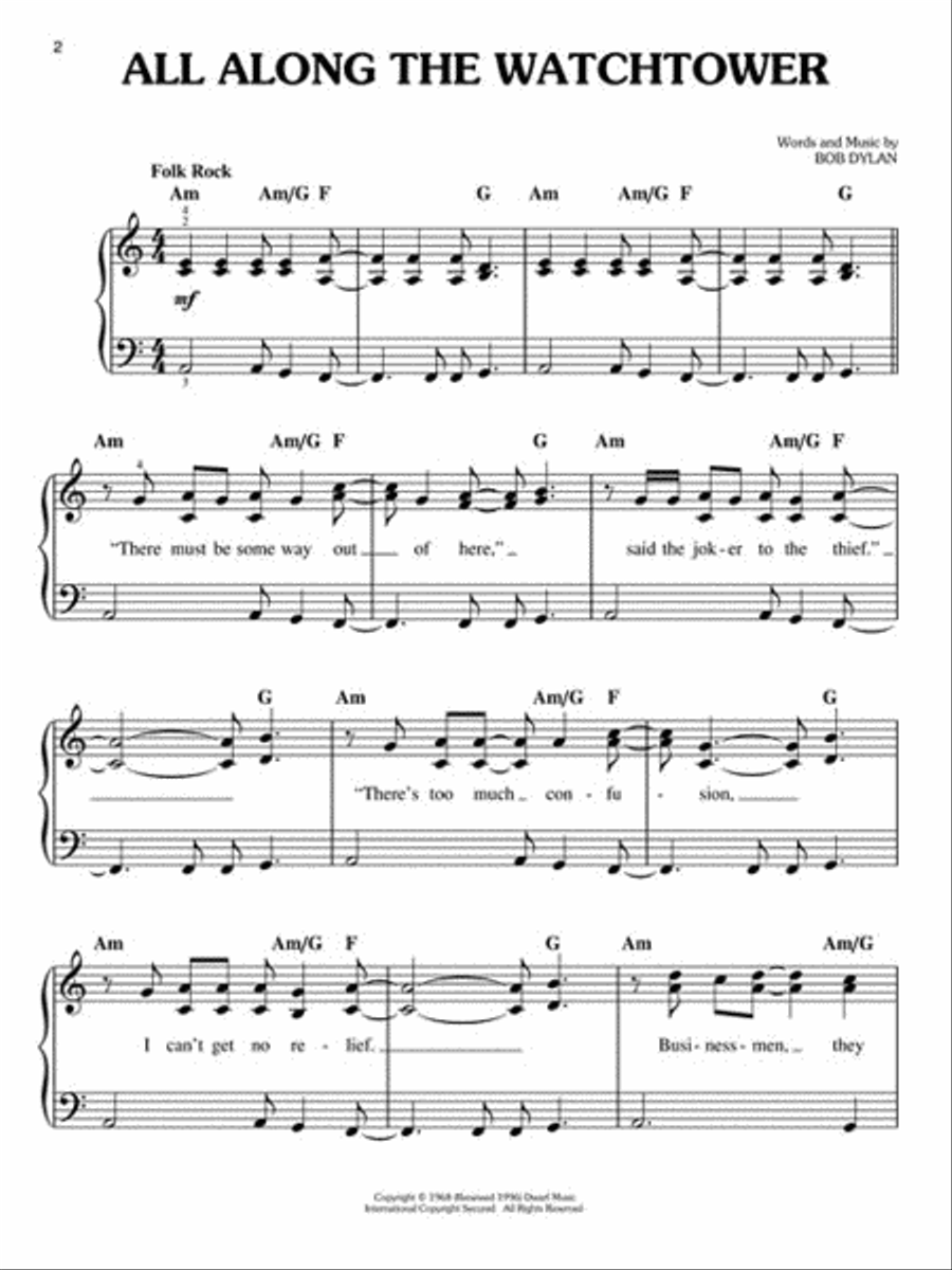Bob Dylan for Easy Piano Bob Dylan for Easy Piano Easy Piano scores gallery preview page 3