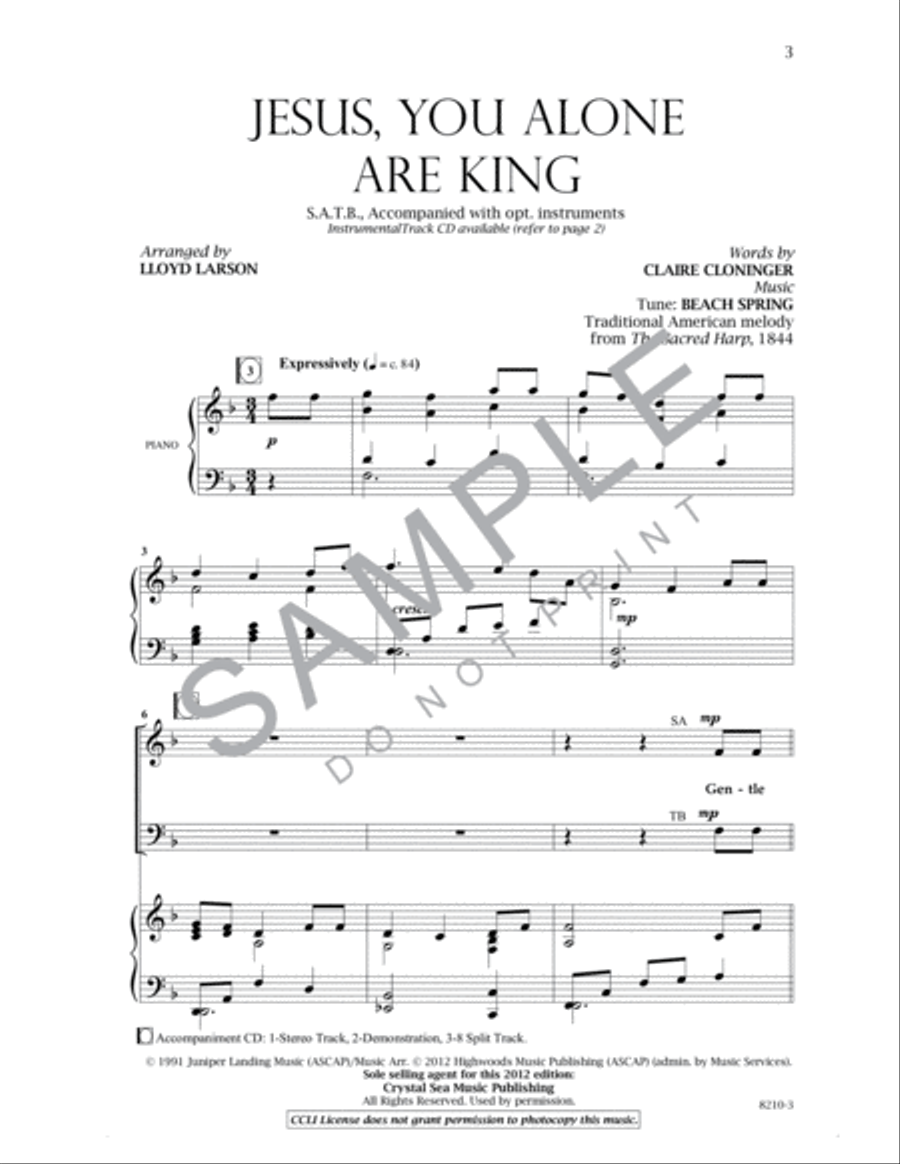 Jesus, You Alone Are King 4-Part scores gallery preview page 2