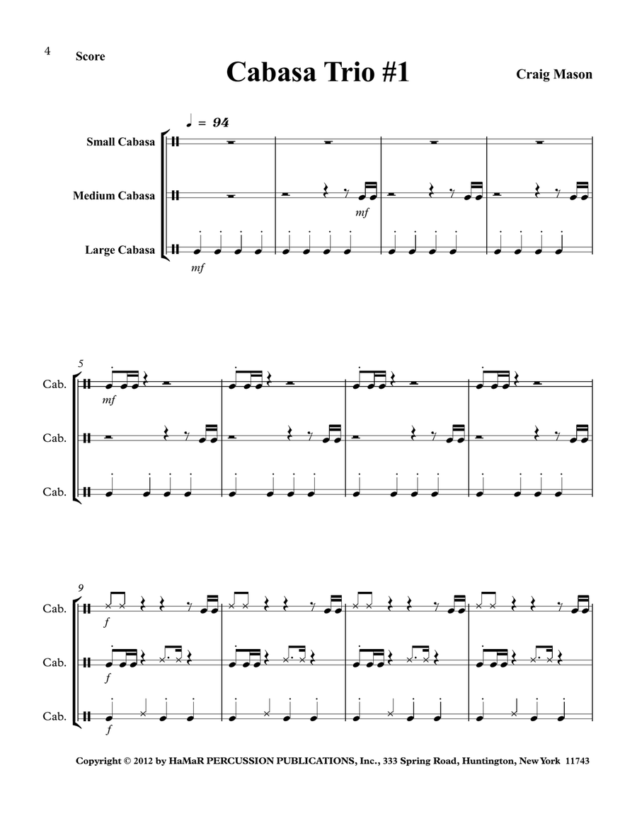 Cabasa Trio No. 1 Set of Parts - Digital Sheet Music page 4