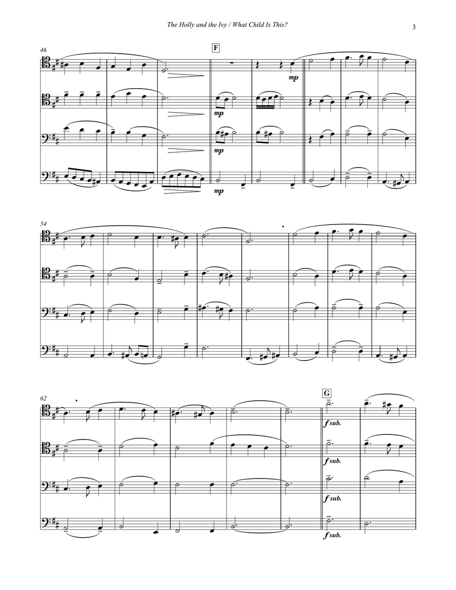 Holly and the Ivy and What Child Is This for Trombone Quartet Trombone Quartet scores gallery preview page 3