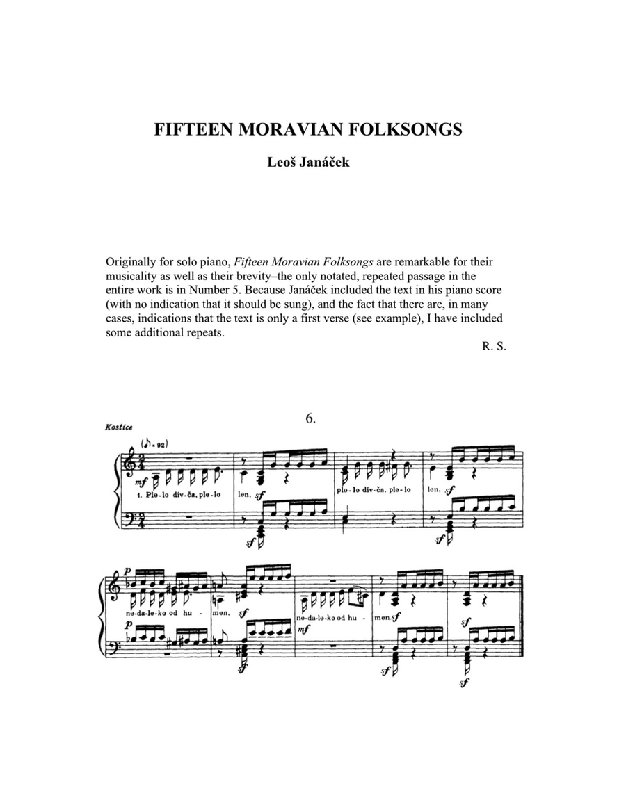 Fifteen Moravian Folk Songs for Trombone and Piano Piano Accompaniment scores gallery preview page 2