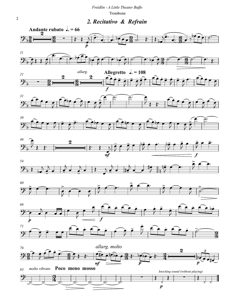 A Little Theater Buffo for Trombone and Piano Piano Accompaniment scores gallery preview page 3