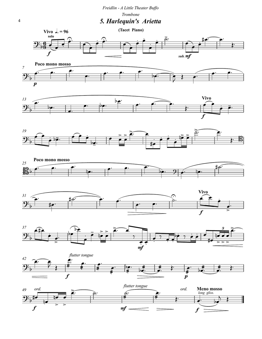 A Little Theater Buffo for Trombone and Piano Piano Accompaniment scores gallery preview page 5