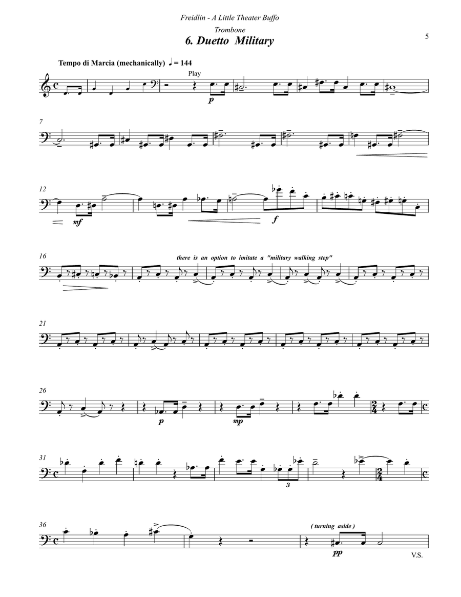 A Little Theater Buffo for Trombone and Piano Piano Accompaniment scores gallery preview page 6