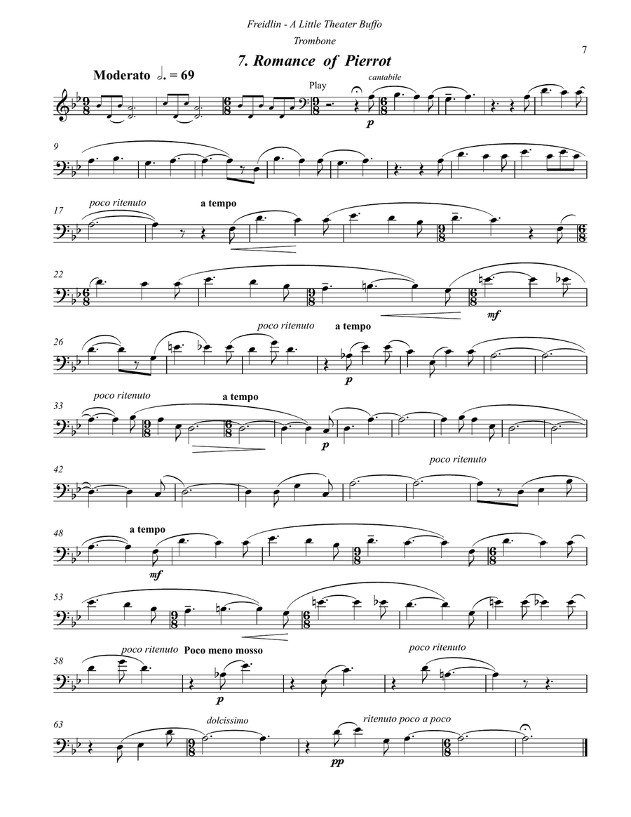 A Little Theater Buffo for Trombone and Piano Piano Accompaniment scores gallery preview page 7