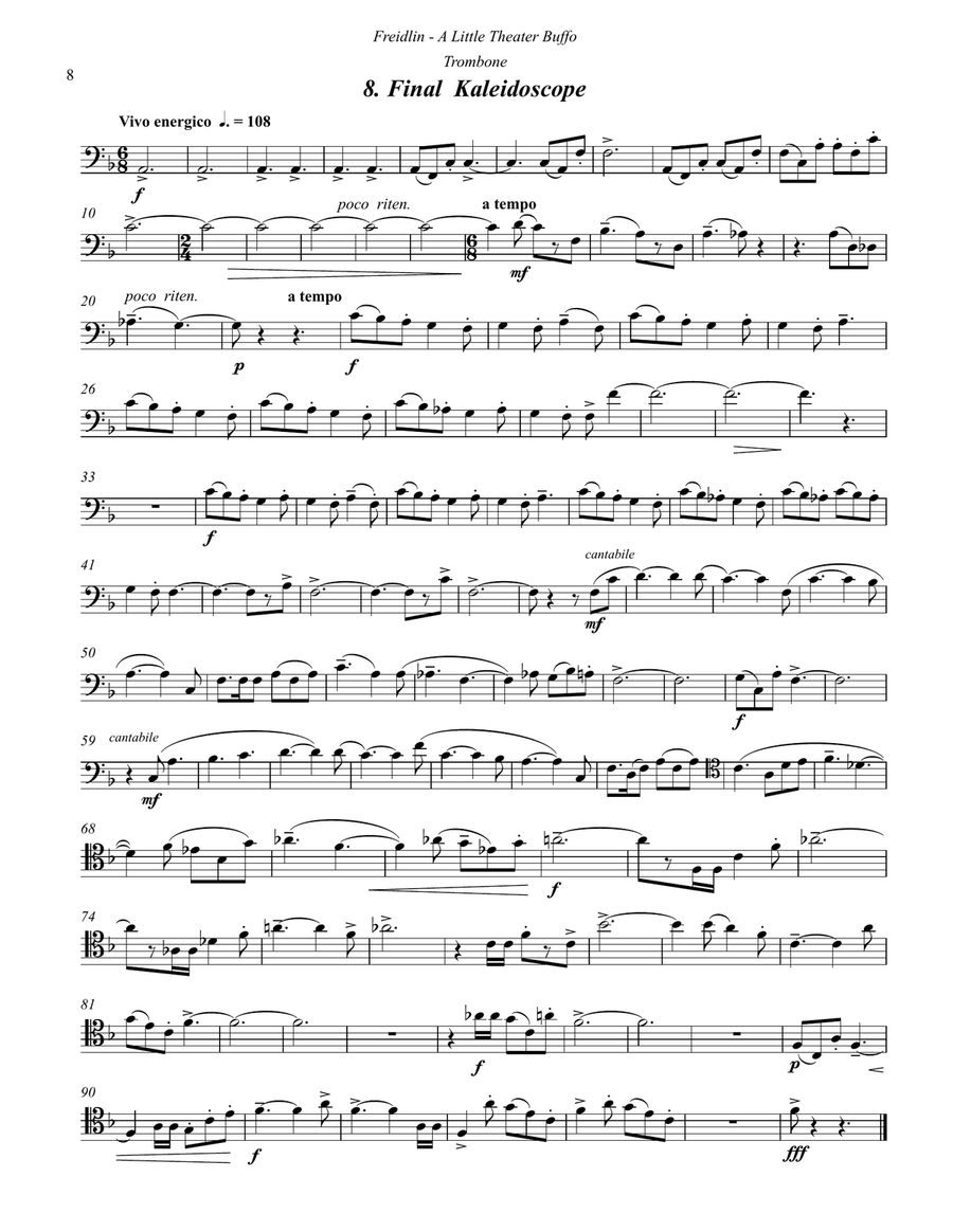 A Little Theater Buffo for Trombone and Piano Piano Accompaniment scores gallery preview page 8