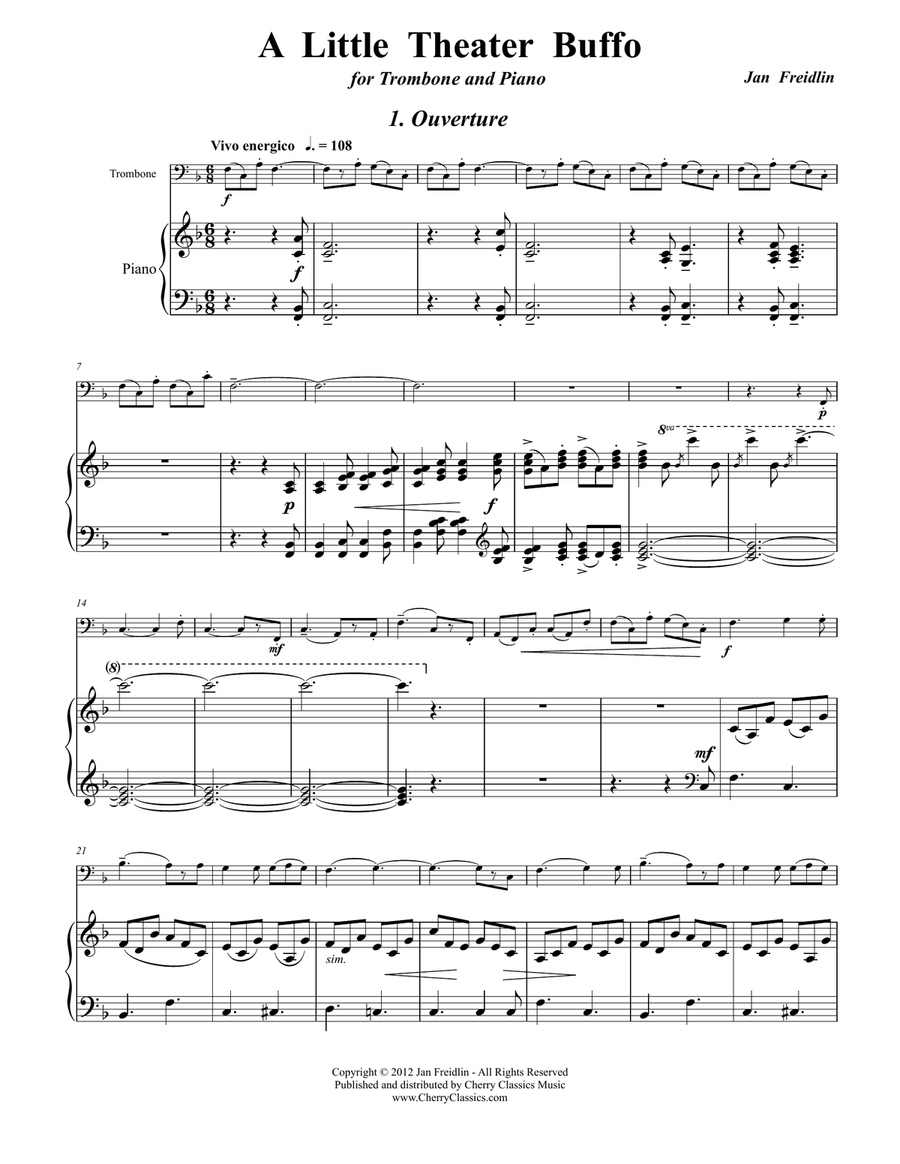 A Little Theater Buffo for Trombone and Piano Piano Accompaniment scores gallery preview page 9