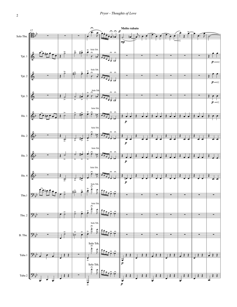 Thoughts of Love for Trombone solo & 12-part Brass Ensemble Trombone Solo scores gallery preview page 3