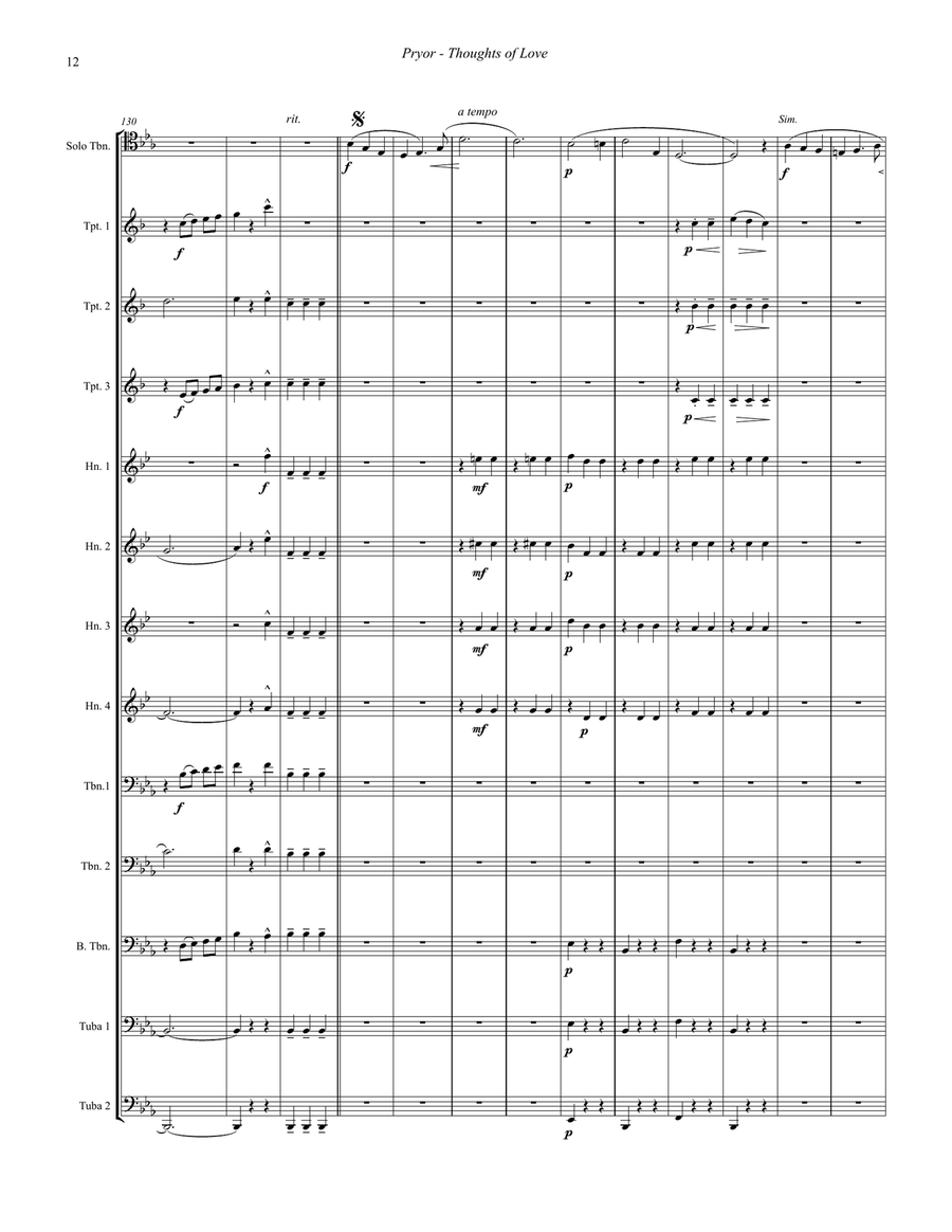 Thoughts of Love for Trombone solo & 12-part Brass Ensemble Trombone Solo scores gallery preview page 4