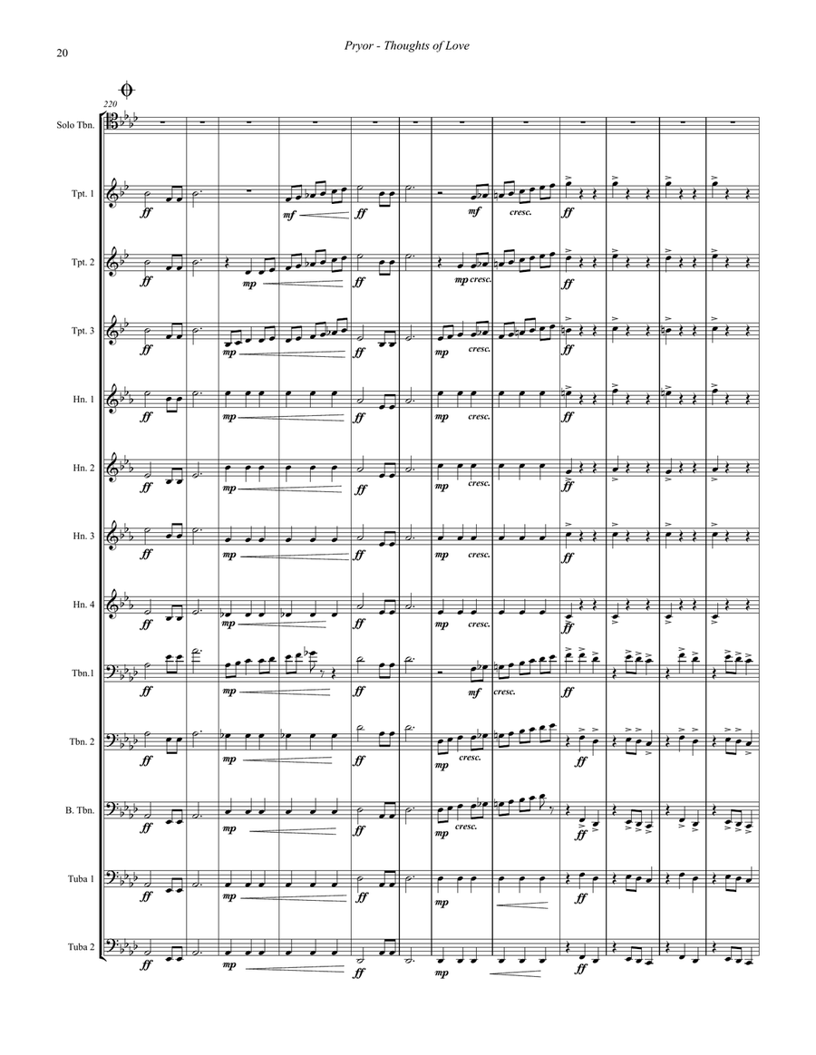 Thoughts of Love for Trombone solo & 12-part Brass Ensemble Trombone Solo scores gallery preview page 5