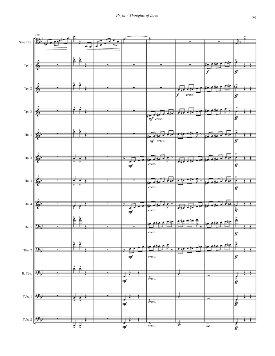 Thoughts of Love for Trombone solo & 12-part Brass Ensemble Trombone Solo scores gallery preview page 6