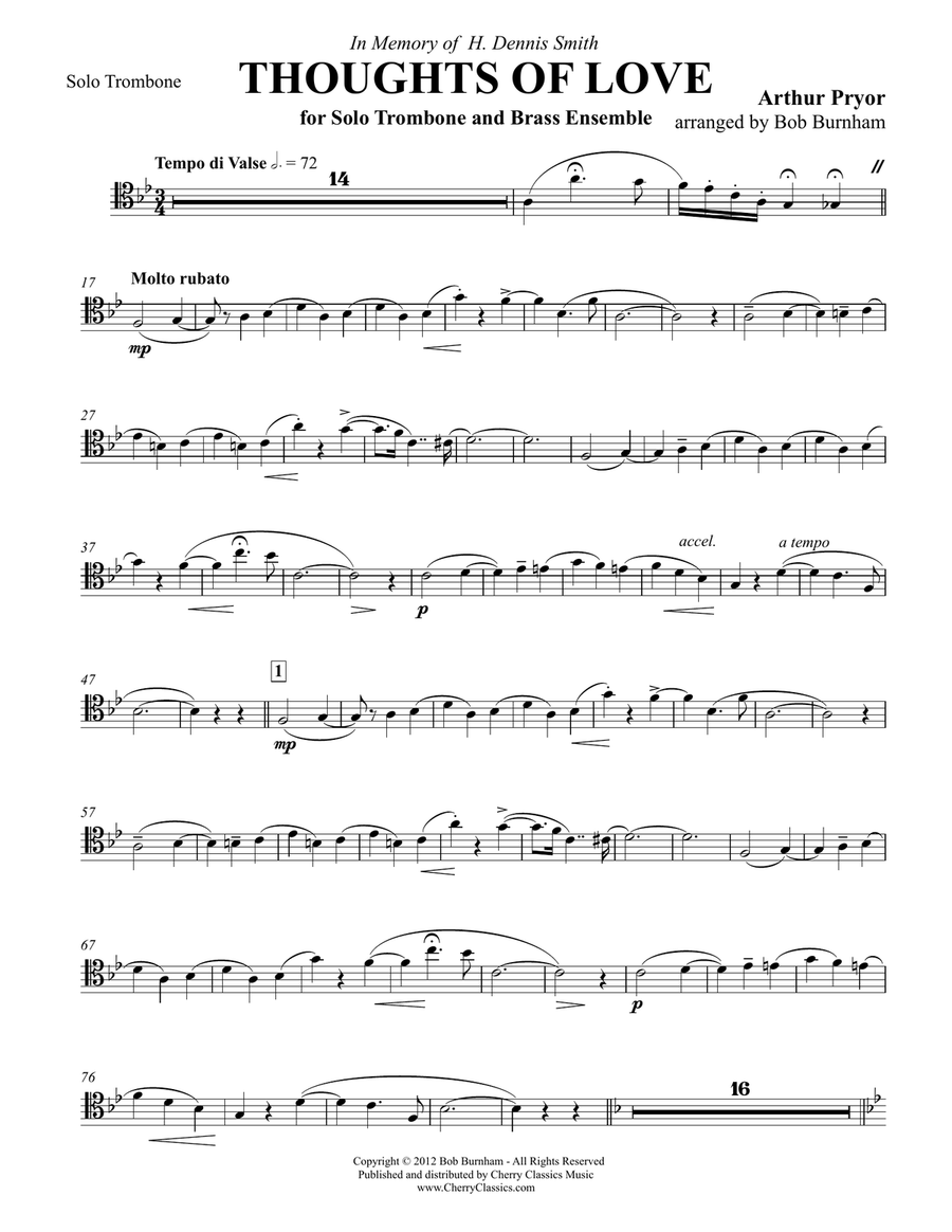 Thoughts of Love for Trombone solo & 12-part Brass Ensemble Trombone Solo scores gallery preview page 8