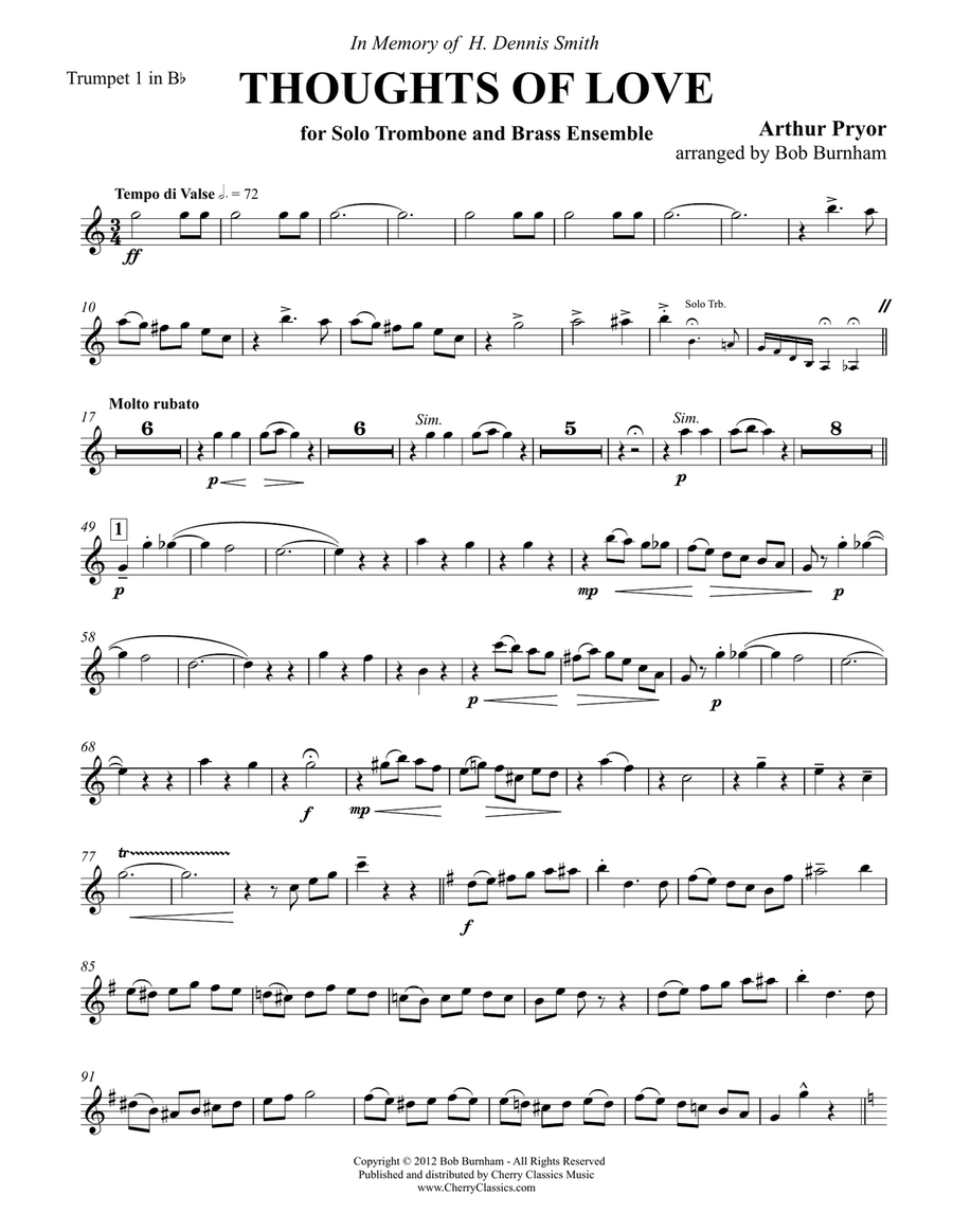 Thoughts of Love for Trombone solo & 12-part Brass Ensemble Trombone Solo scores gallery preview page 9