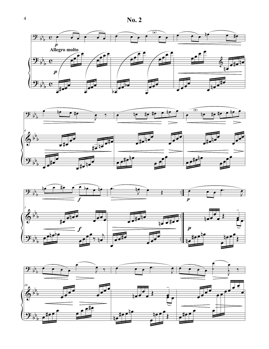 Three Romances Without Words Opus 17 for Tuba or Bass Trombone & Piano Trombone scores gallery preview page 5