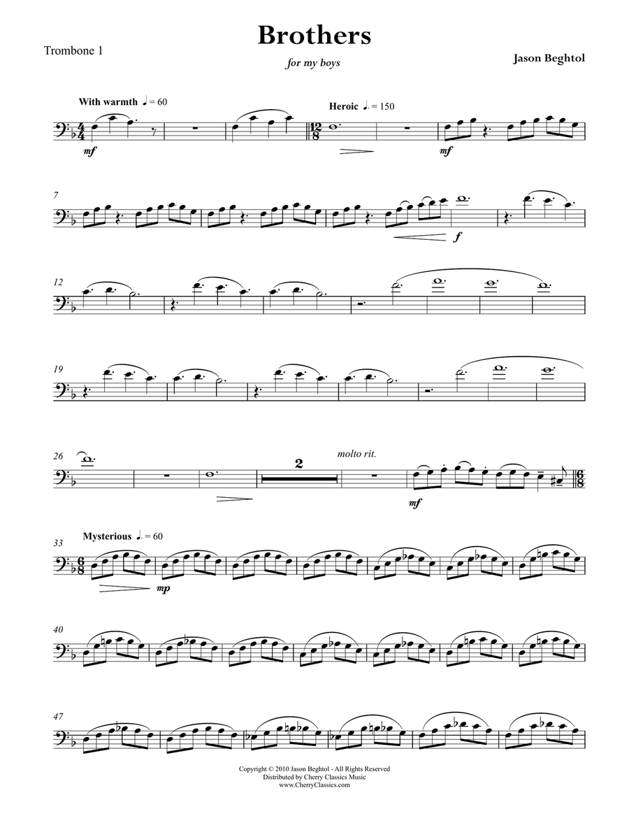 Brothers, duet for Trombones Trombone Duet scores gallery preview page 2