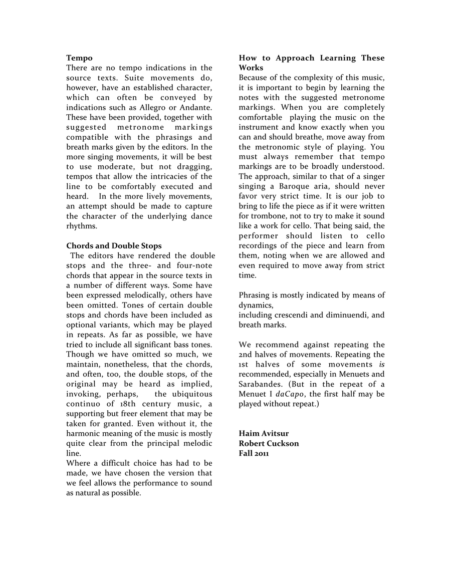 Suites I-IV for Unaccompanied Cello / Performance edition for Trombone Trombone scores gallery preview page 4
