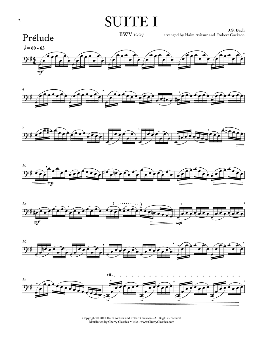 Suites I-IV for Unaccompanied Cello / Performance edition for Trombone Trombone scores gallery preview page 5