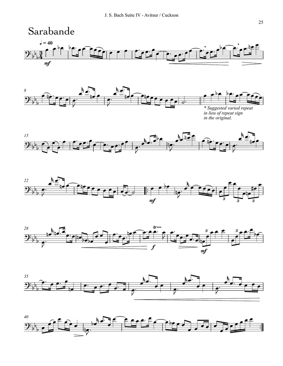 Suites I-IV for Unaccompanied Cello / Performance edition for Trombone Trombone scores gallery preview page 8