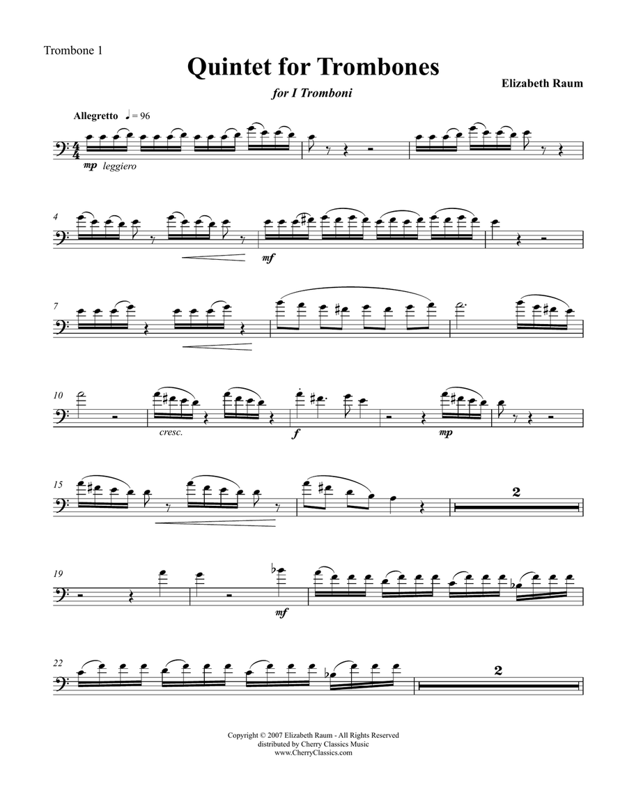 Quintet for Trombones Quintet for Trombones Trombone scores gallery preview page 5