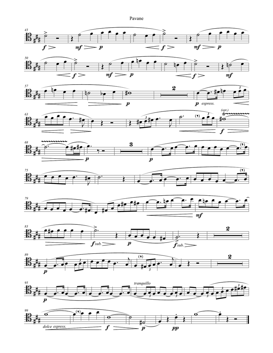 Pavane, Op. 50 for Trombone and Piano Piano Accompaniment scores gallery preview page 3