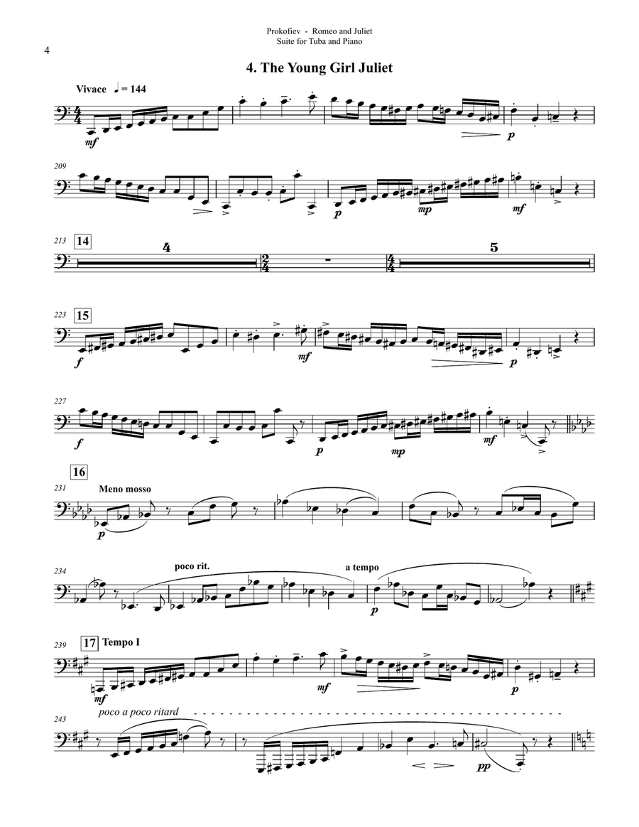 Romeo and Juliet Suite No. 1, Op. 64 for Tuba and Piano Tuba scores gallery preview page 3