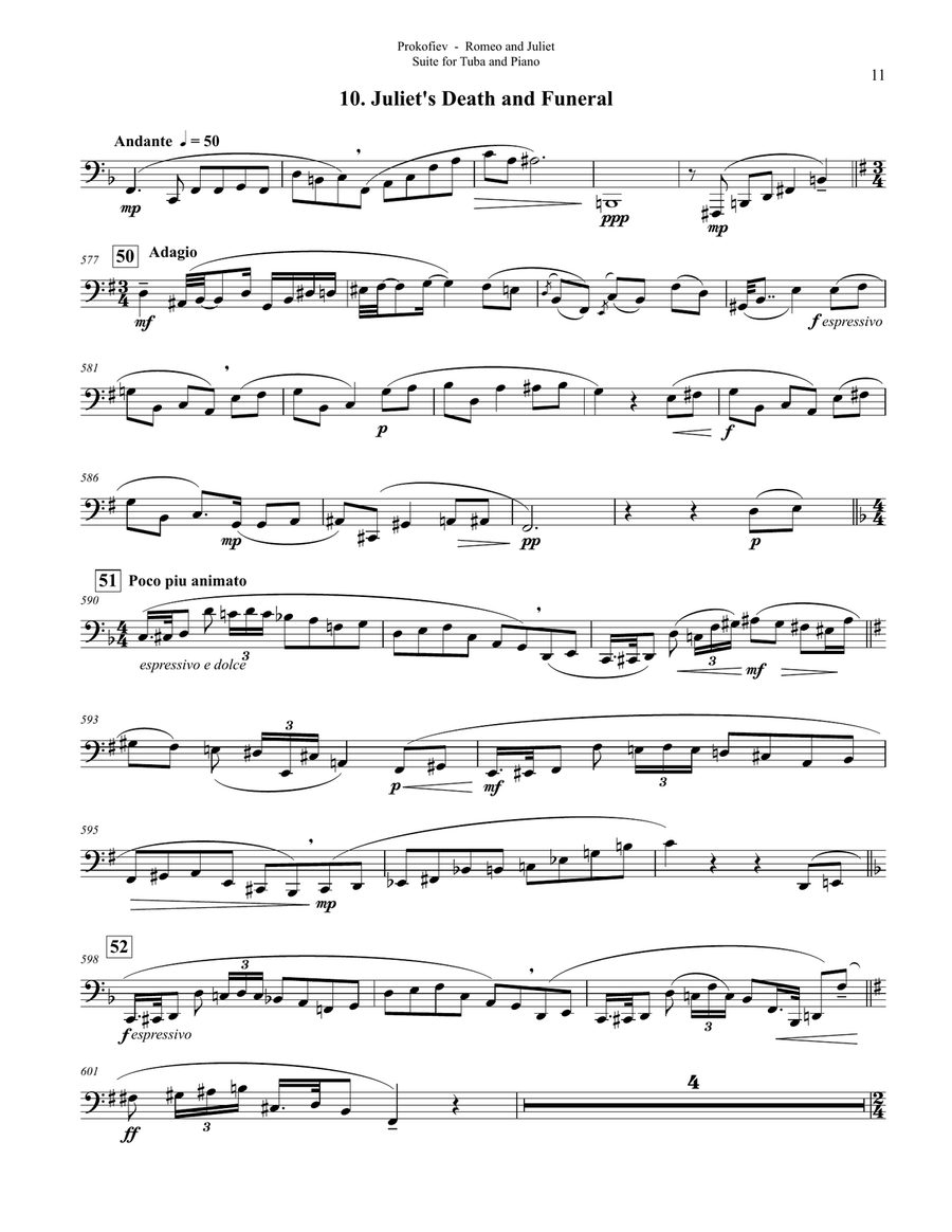 Romeo and Juliet Suite No. 1, Op. 64 for Tuba and Piano Tuba scores gallery preview page 4