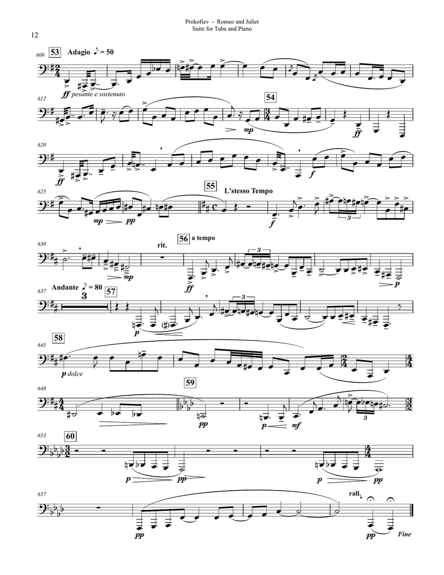 Romeo and Juliet Suite No. 1, Op. 64 for Tuba and Piano Tuba scores gallery preview page 5