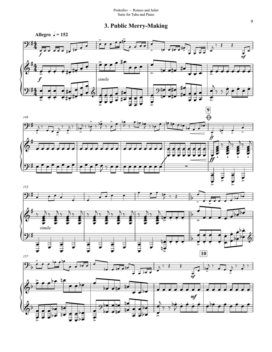 Romeo and Juliet Suite No. 1, Op. 64 for Tuba and Piano Tuba scores gallery preview page 7