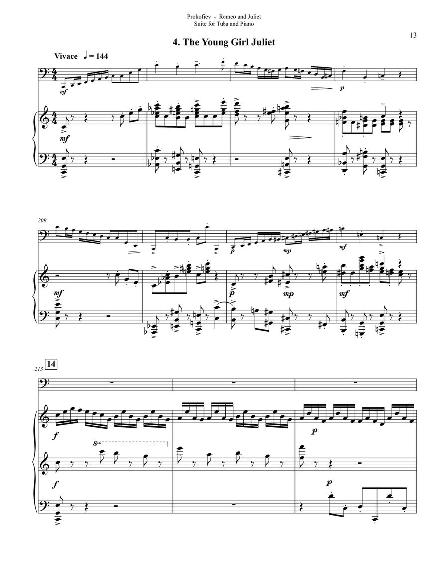 Romeo and Juliet Suite No. 1, Op. 64 for Tuba and Piano Tuba scores gallery preview page 8