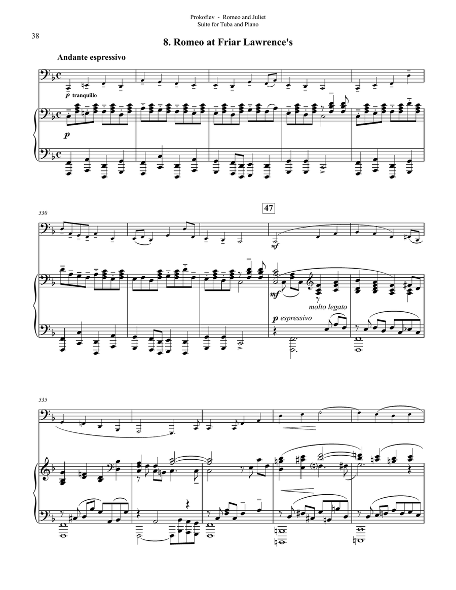 Romeo and Juliet Suite No. 1, Op. 64 for Tuba and Piano Tuba scores gallery preview page 9