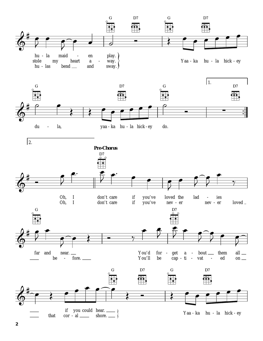 Yaaka Hulaa Hickey Dula Yaaka Hulaa Hickey Dula Ukulele scores gallery preview page 2