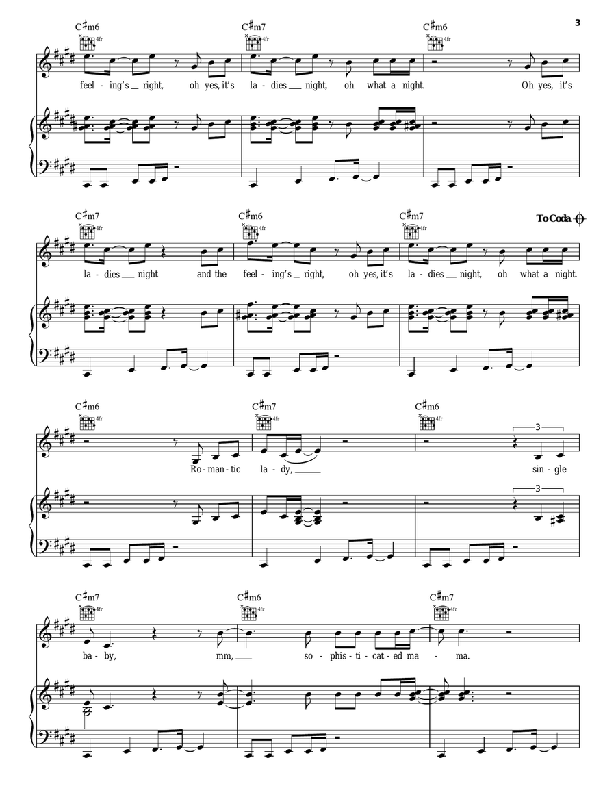 Ladies Night Ladies Night Piano, Vocal, Guitar scores gallery preview page 3