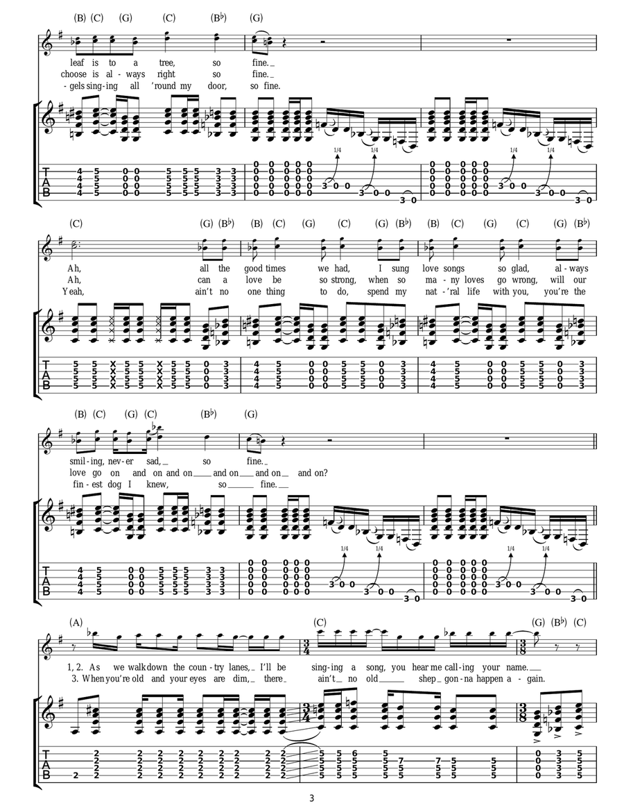 Bron-Y-Aur Stomp Guitar Tablature scores gallery preview page 3