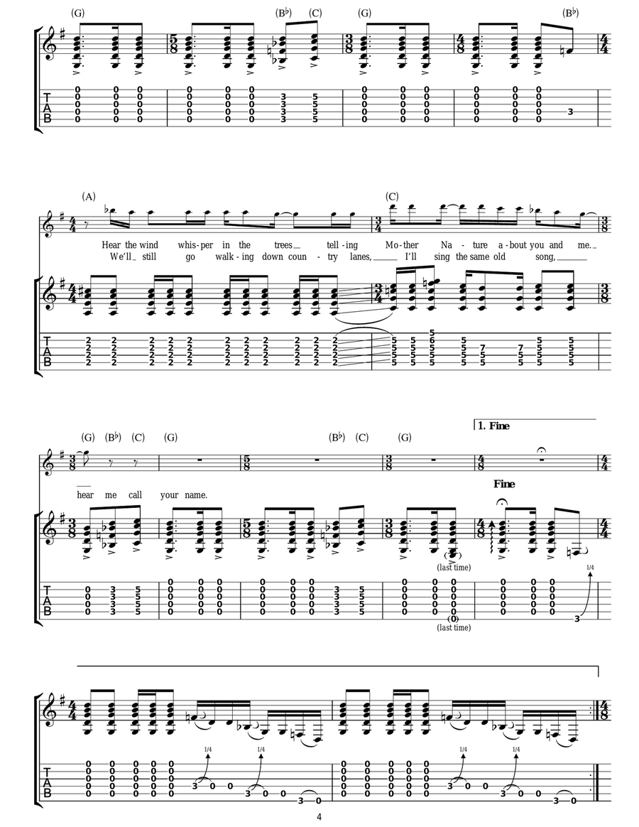 Bron-Y-Aur Stomp Guitar Tablature scores gallery preview page 4