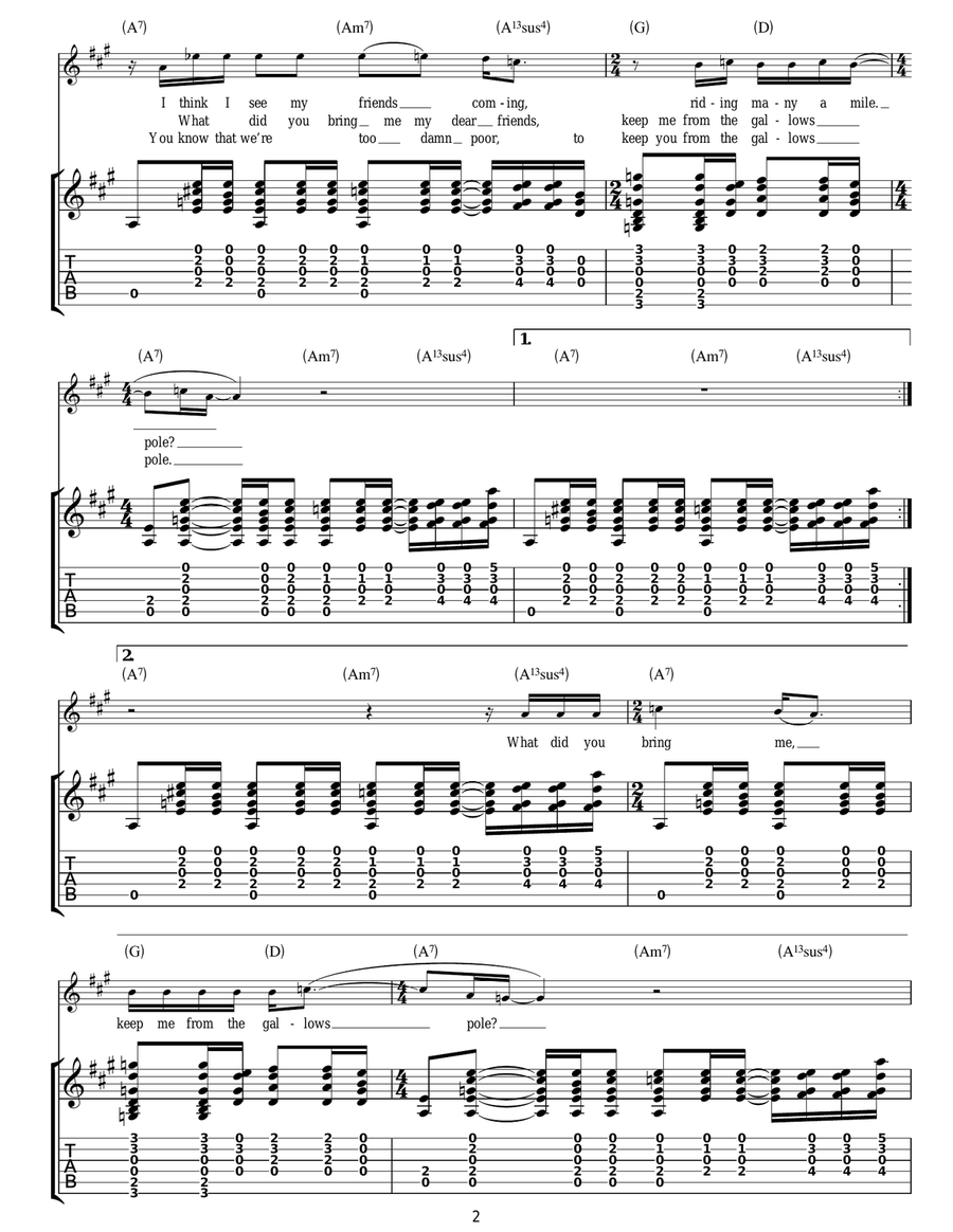Gallows Pole Gallows Pole Guitar Tablature scores gallery preview page 2