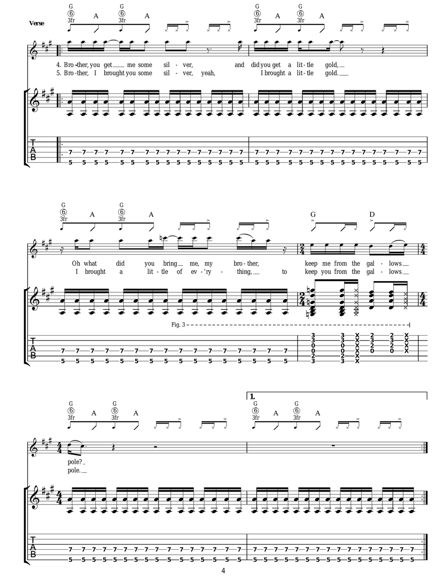 Gallows Pole Gallows Pole Guitar Tablature scores gallery preview page 4