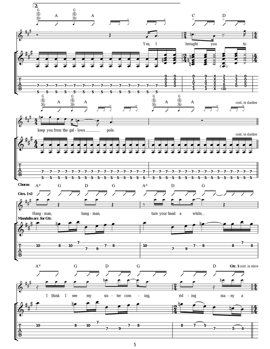 Gallows Pole Gallows Pole Guitar Tablature scores gallery preview page 5