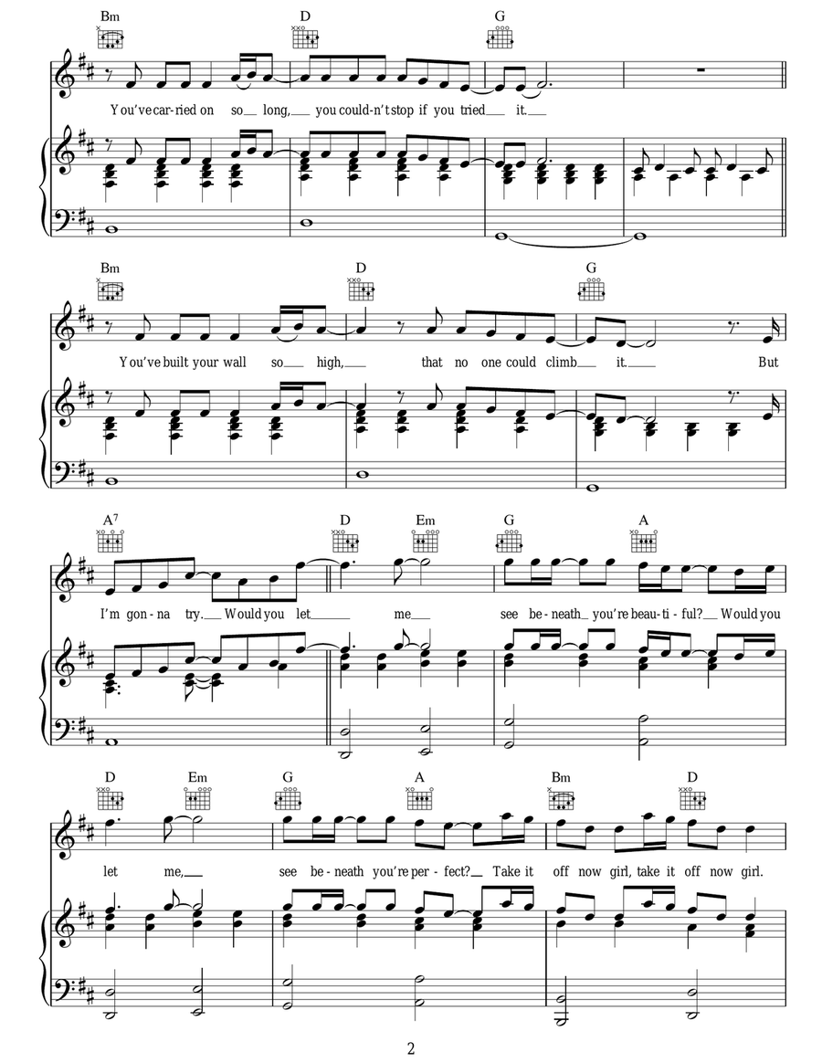 Beneath Your Beautiful Beneath Your Beautiful Acoustic Guitar scores gallery preview page 2