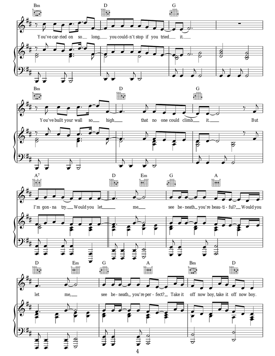Beneath Your Beautiful Beneath Your Beautiful Acoustic Guitar scores gallery preview page 4