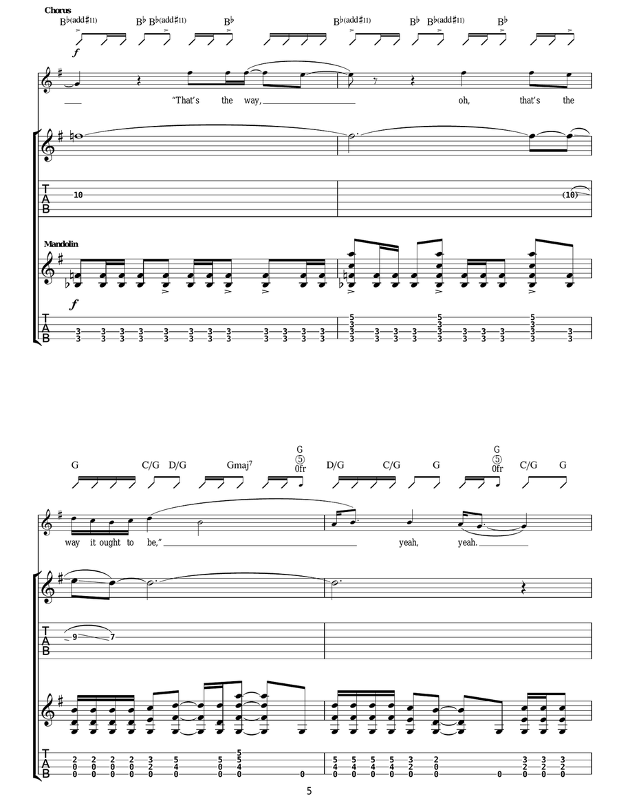 That's The Way Guitar Tablature scores gallery preview page 5