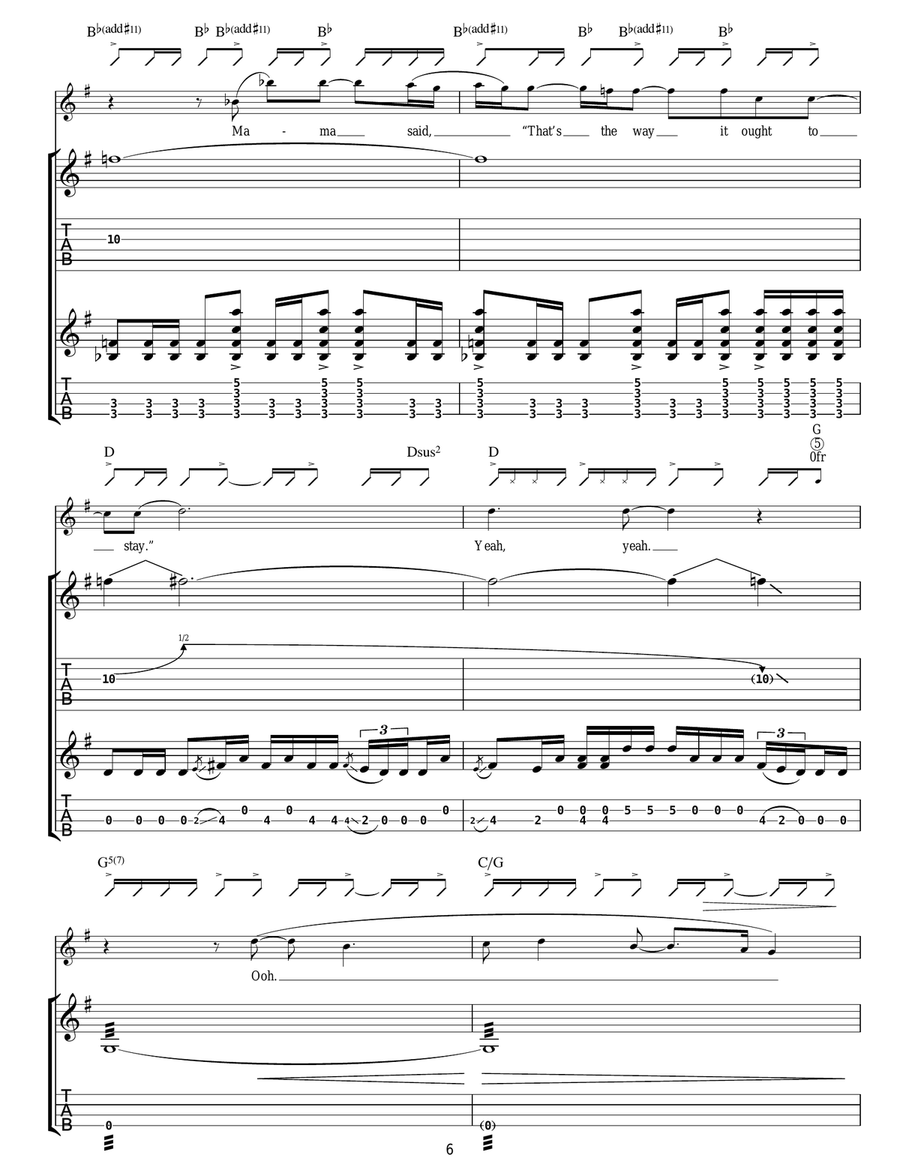 That's The Way Guitar Tablature scores gallery preview page 6