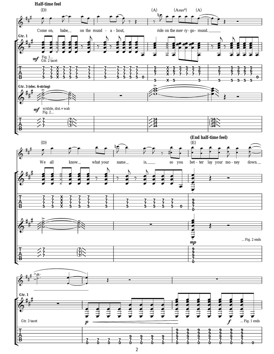 Living Loving Maid (She's Just A Woman) Guitar Tablature scores gallery preview page 2