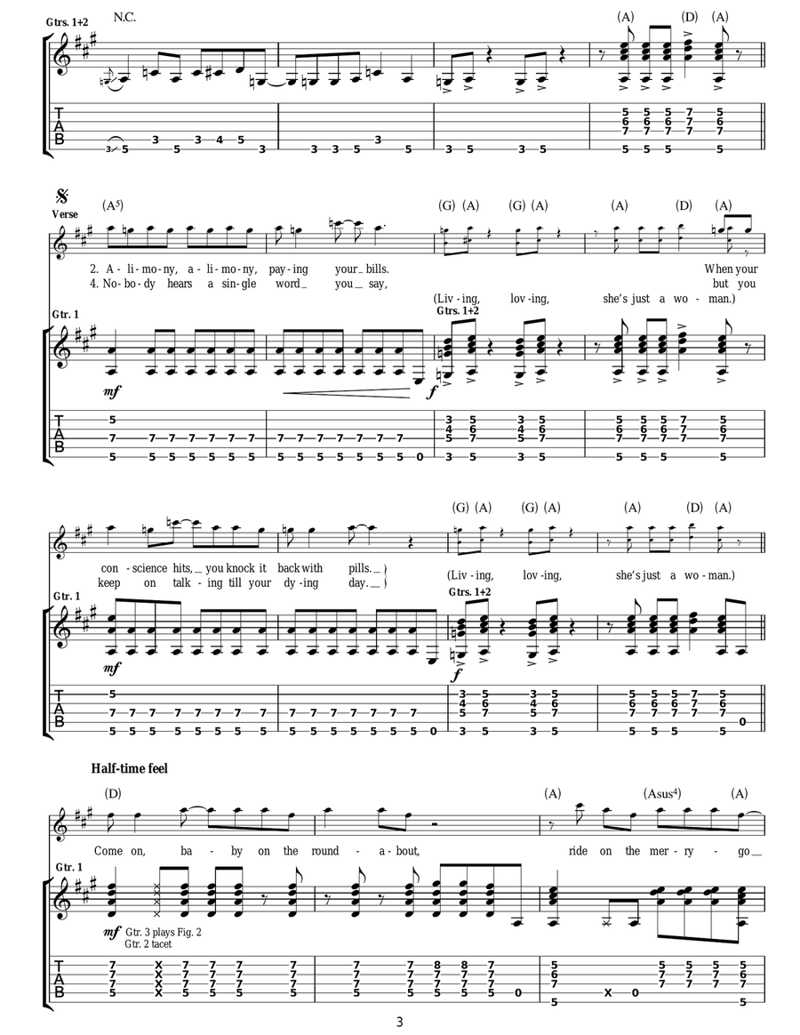 Living Loving Maid (She's Just A Woman) Guitar Tablature scores gallery preview page 3