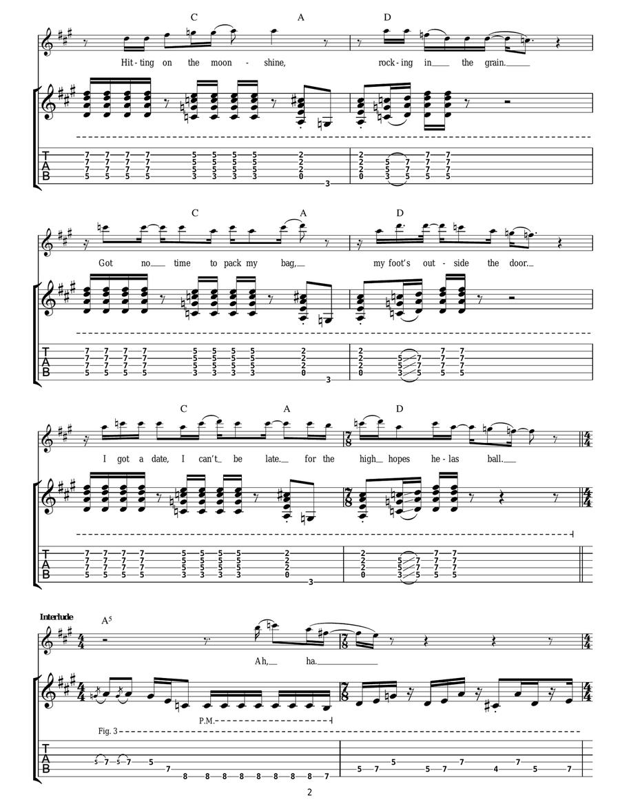 The Ocean Guitar Tablature scores gallery preview page 2